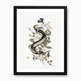 Water Moccasin Snake Gold And Black Art Print