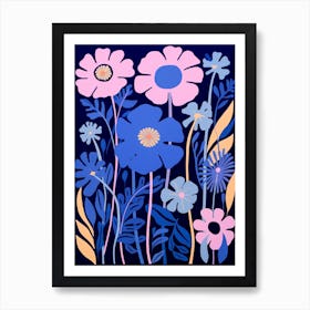 Blue Flower Illustration Cosmos 1 Art Print