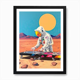 An Astronaut Djing In The Desert 3 Art Print