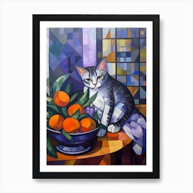 Lavender With A Cat 1 Cubism Picasso Style Art Print