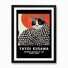 Yayoi Kusama Inspired Japanese Cat Art Print