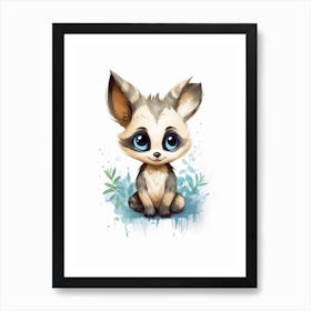 Watercolour Jungle Animal Baby Civet 3 Art Print
