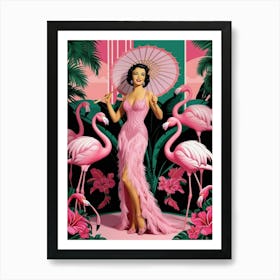 Pink Flamingos Art Print