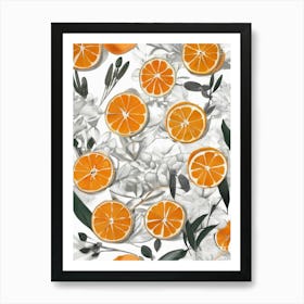 Oranges And Flowers Art Print