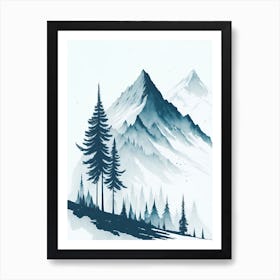 Mountain And Forest In Minimalist Watercolor Vertical Composition 280 Art Print