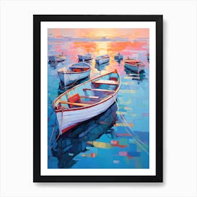 Boats At Sunset 1 Art Print