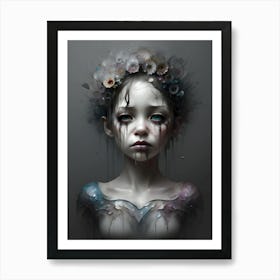 Girl With Flowers On Her Head~ Escape Clause ~ Reimagined 1 Art Print