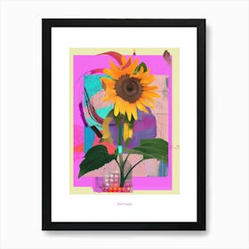 Sunflower 2 Neon Flower Collage Poster Art Print