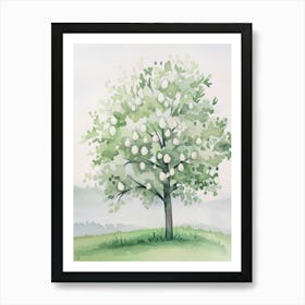 Pear Tree Atmospheric Watercolour Painting 1 Art Print