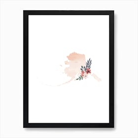 Alaska Watercolor Floral State Art Print