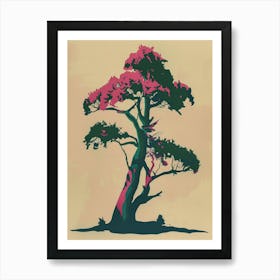 Yew Tree Colourful Illustration 2 Art Print