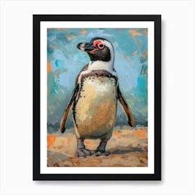 African Penguin Cooper Bay Oil Painting 3 Art Print