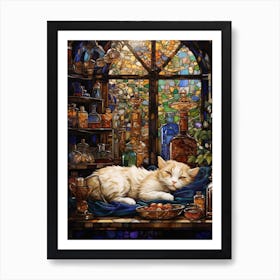 Sleepy Cat Mosaic In An Alchemy Art Print