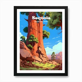 Sequoia National Park California Hiking Modern Travel Illustration Art Print