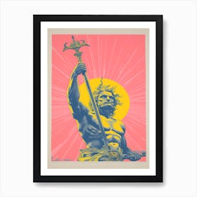  A Drawing Of Poseidon With Trident Silk Screen 2 Art Print