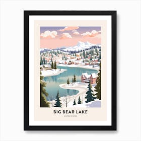 Vintage Winter Travel Poster Big Bear Lake California 2 Art Print