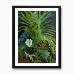 Buttonquail Fern Cézanne Style Art Print