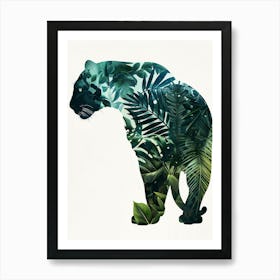 Double Exposure Realistic Black Panther With Jungle 25 Art Print
