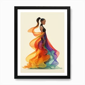 Woman In Rainbow Dress Art Print