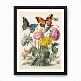 Maria Sibylla Merian Inspired Botanical Flower Print Art Print