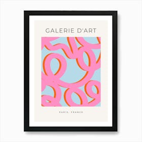 Pink And Blue Retro Abstract Line Art Print