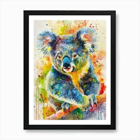 Koala Colourful Watercolour 3 Art Print