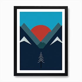 Perisher, Australia Modern Illustration Skiing Poster Art Print