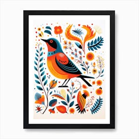 Scandinavian Bird Illustration European Robin 2 Art Print