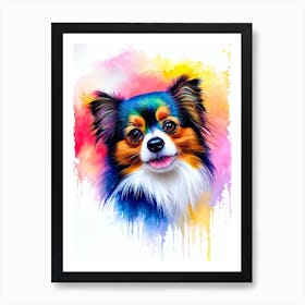 Papillon Rainbow Oil Painting Dog Art Print