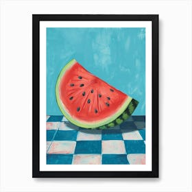 Watermelon Blue Checkerboard 3 Art Print
