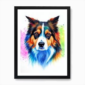 Australian Shepherd Rainbow Oil Painting Dog Art Print