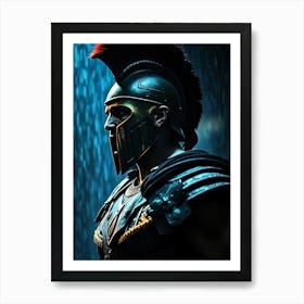 Spartan Warrior In Rain - Diverse Art Illustration 37 Art Print