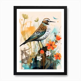 Bird Painting Collage Dunlin 1 Art Print