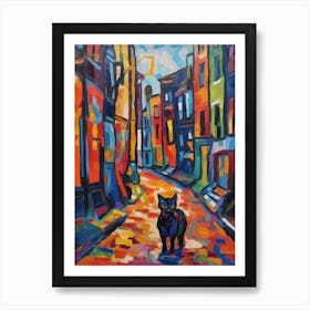 Painting Of Amsterdam With A Cat In The Style Of Fauvism 3 Art Print