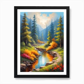 Stream In The Forest 1 Art Print