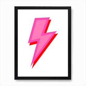 Lightning Flash Pink and Red Art Print