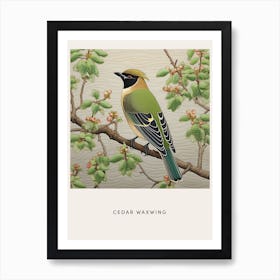 Ohara Koson Inspired Bird Painting Cedar Waxwing 2 Poster Art Print