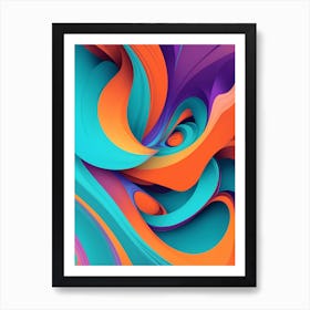 Abstract Colorful Waves Vertical Composition 6 Art Print