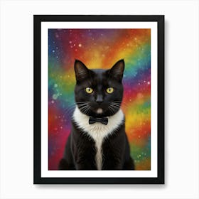 Black Cat With Bow Tie Art Print