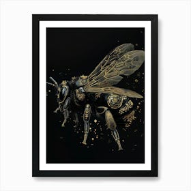 Golden Bee Illustration Art Print