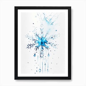 Water, Snowflakes, Minimalist Watercolour 4 Art Print