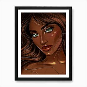 Dark Brown Hair Luxury Girl Poster