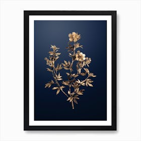 Gold Botanical Yellow Buttercup Flowers on Midnight Navy n.1123 Art Print