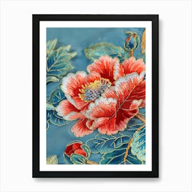 Chinese Embroidered Flower Art Print