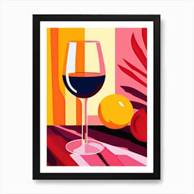 Glass Of Wine And Lemon, Inspired by Matisse Art Print