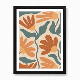 Boho Warm colors flowers Art Print