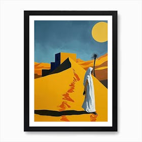 Woman In The Sahara Desert Art Print