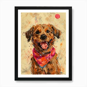 Dog With Bandana Art Print