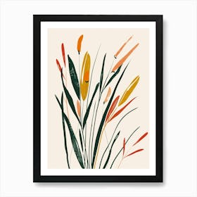 Grass Plant Minimalist Illustration 6 Art Print