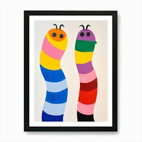 Colourful Kids Animal Art Worm 2 Art Print